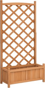 vidaXL Jardinieră cu spalier, maro, lemn masiv de brad