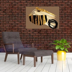 Tablou - Abstracție maro auriu N⁰2 (90x60 cm)