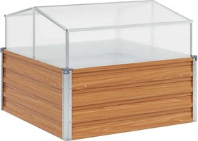 vidaXL Ghiveci de grădină cu seră Maro deschis 100 x 100 x 77 cm