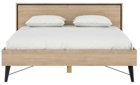Pat matrimonial în culoare naturală cu aspect de lemn de stejar cu somieră 160x200 cm Ry – Tvilum