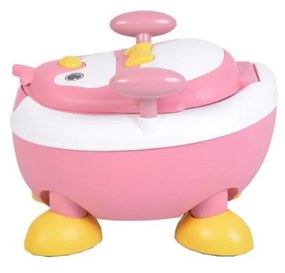 Olita 2 in 1 pentru copii NOVOKIDSª Happy Penguin , Vas detasabil, Plastic non toxic, Model Pinguin, Roz
