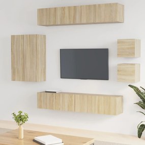 vidaXL Set dulap TV, 8 piese, stejar sonoma, lemn prelucrat