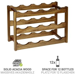 Raft pentru sticle de vin în culoare naturală din lemn de acacia număr de sticle 12 42x28x21 cm Fondi – Wenko