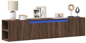 vidaXL Dulap TV de perete cu lumini LED, stejar maro, 180x31x39,5 cm