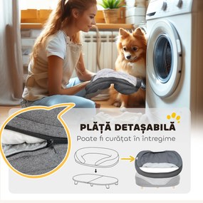 PawHut Canapea pentru Câini cu Pernă, Hușă Detașabilă, Bază Înălțată și Picioare Antiderapante, 90x78x25 cm, Gri | Aosom Romania