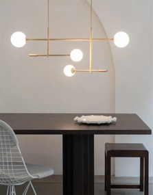 Lustra metal bej cu 4 globuri sticla Copenhagen