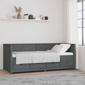 820908 vidaXL Pat de zi, gri, 80x200 cm, lemn masiv de pin