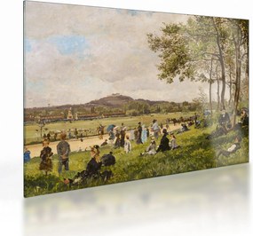 Tablou pe sticlă - French 19th Century, Race Course at Longchamps, reproducere (70x50 cm)