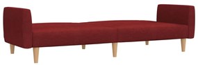 Canapea pat cu 2 locuri, cu taburet, rosu vin, textil Bordo, Cu suport de picioare