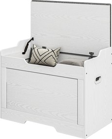 HOMCOM Cufăr de depozitare de 103 litri, bancă cu spațiu de depozitare cu balama de siguranță, pernă de șezut, pentru diferite camere, Alb | Aosom Romania