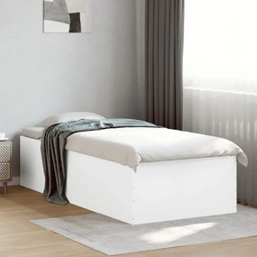 vidaXL Cadru de pat, alb, 75x190 cm, lemn prelucrat