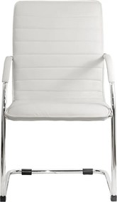 Scaun pentru așteptare alb OFF 835 din piele ecologică și cadru metalic cromat cu brațe