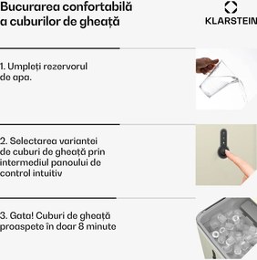 Klarstein ChillOut Ice Cube Maker, 12 kg/zi, 9 cuburi de gheață în 8 minute, 120 W, rezervor de apă