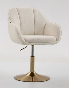 HR2055N Scaun Crem din Boucle cu Bază Aurie