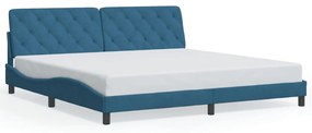 3213877 vidaXL Cadru de pat cu lumini LED, albastru, 200x200 cm, catifea