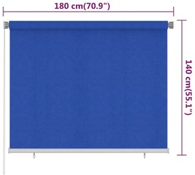 Jaluzea tip rulou de exterior, albastru, 180 x 140 cm, HDPE Albastru, 180 x 140 cm