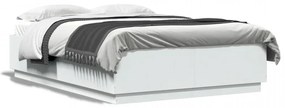 Cadru de pat cu lumini LED, alb, 120x200 cm, lemn prelucrat