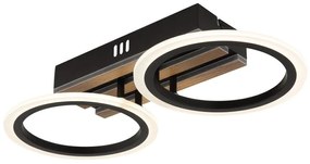 Plafoniera LED CCT BLEVINS riflaj MDF cu efect de lemn