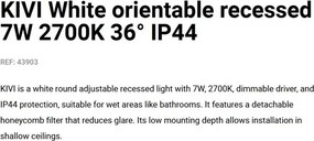 Spot LED incastrat directionabil IP44 KIVI alb 7W 2700K