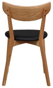 Scaun de dining din lemn de stejar cu șezut negru Rowico Ami, maro