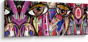 Tablou - Artă stradală - bufniță (cu ceas) (90x30 cm)