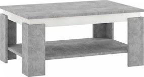 Masuta cafea PIANI, gri beton/alb, 90x60x41 cm