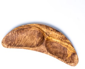 Platou Semiluna 2 compartimente din lemn de maslin
