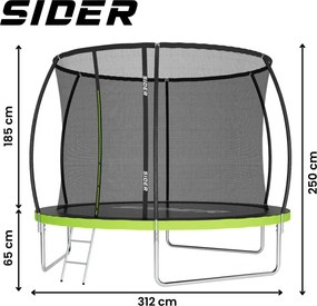 Trambulină de grădină pentru copii SIDER 10FT  - Ø 312 CM cu plasă în interior și scară