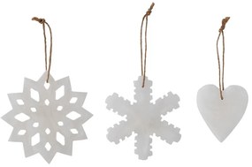 Set de 3 decorațiuni de Crăciun suspendate albe Bloomingville Otta