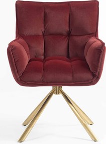 HR560 BAZĂ STEA Scaun Catifea Bordo Merlot cu Bază Aurie