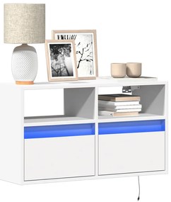 vidaXL Comodă TV de perete cu lumini LED, alb, 80x31x45 cm