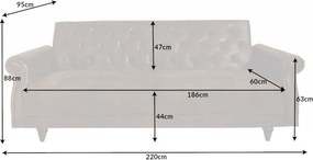 Canapea extensibila design Chesterfield, Maison Belle Affaire 220cm, maro antic