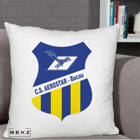Perna Personalizata CS Aerostar Bacau Fotbal, 40x40 cm, Alb Pufos, Husa Detasabila, Perna Inclusa, BEKZ®