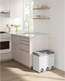 Coș de reciclare SORT 24L (3x8L), gri/alb SongmicsHome