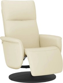 vidaXL Fotoliu rabatabil cu suport de picioare, crem, piele ecologică