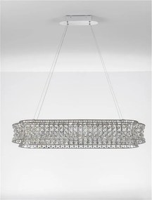 Lustra suspendata LED crom, cristale sticla CELYSIA 100x30cm