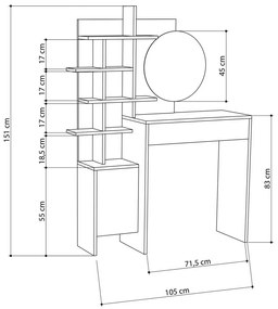 Masă cosmetică Mup White and Oak