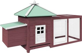 vidaXL Coteț păsări cu un cuibar, cafeniu, 190x72x102 cm, lemn de brad