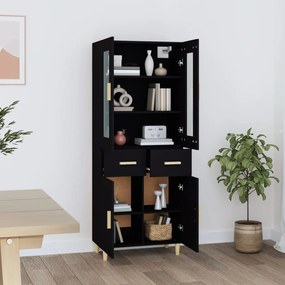 Dulap inalt, negru, 69,5x34x180 cm, lemn prelucrat
