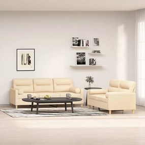 3153779 vidaXL Set canapea perne/perne decorative, 2 piese, crem, textil