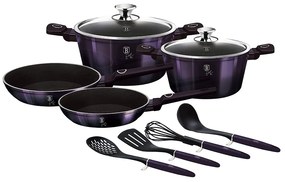 Set oale cu capace, cu strat antiaderent titan, 10 piese Purple Eclipse Berlinger Haus BH 7140