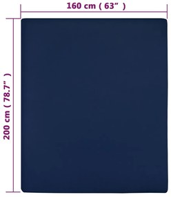 Cearsaf de pat cu elastic, bleumarin, 160x200 cm, bumbac