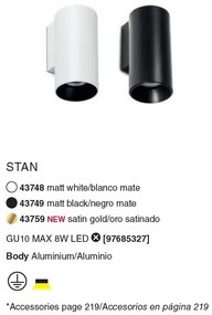 Aplica perete ambientala design modern STAN auriu satin 43759