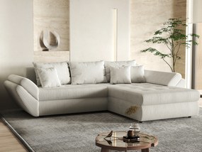 Colțar extensibil dumonde cu ladă de depozitare si sezut confortabil din spuma high-density, Loana Zoom Crem II 270x185 cm