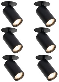 Set de 6 spoturi încastrate moderne negre GU10 50mm - Chels
