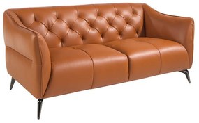 Canapea 2 locuri din piele naturala capitonata Cowhide leather brown