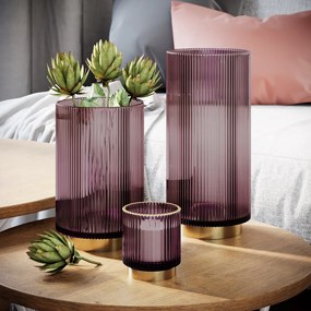 Suport lumanare din sticla Culoare violet, POMPEY