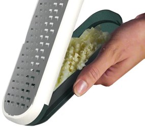 Razatoare cu recipient colector Trebonn 1423100, Maner moale, Otel inoxidabil, verde/alb
