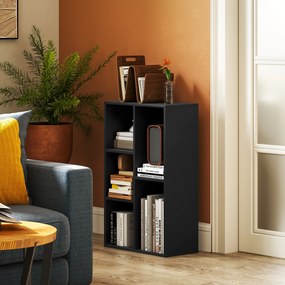 HOMCOM Bibliotecă raft de depozitare 2 niveluri cu 5 compartimente, pentru sufragerie dormitor birou, 50x24x80cm, negru | Aosom Romania