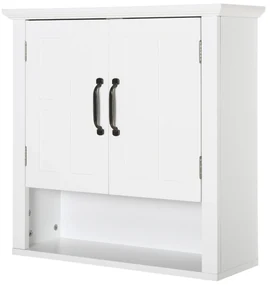 Homcom Dulapior 2 Rafturi de Montat pe Perete de Perete Bucatarie Baie Lemn 60x19,8x58cm Alb